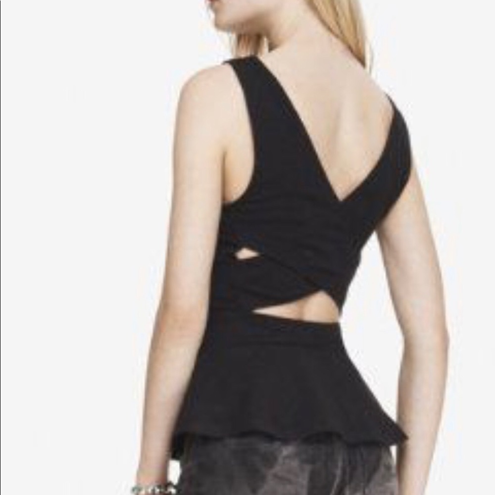 Express black peplum cross-back top